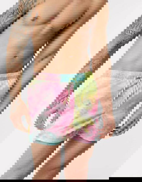  magio andriko  sortsaki ASOS DESIGN - Lightweight Tie Dye Pink Ripstop Swimming Shorts/ Trunks Large