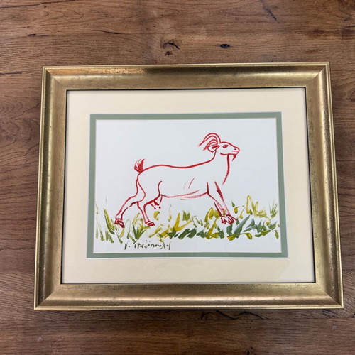 G. Stathopoulos artwork Goat in frame like new