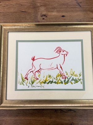 G. Stathopoulos artwork Goat in frame like new