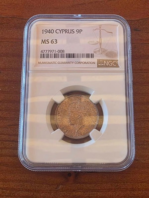 Cyprus 9p coin 1940 MS 63