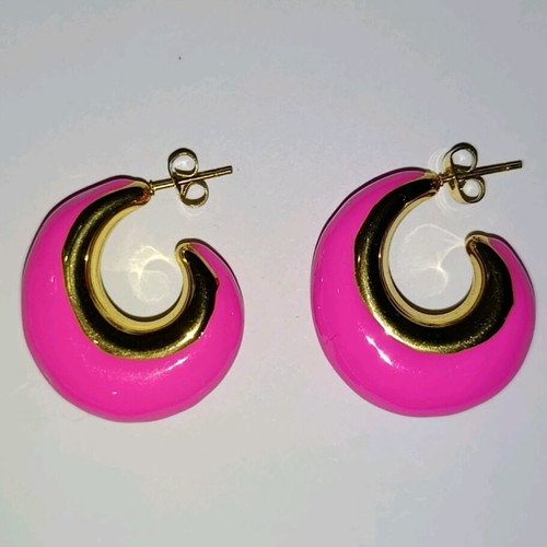 Fuchsia stud earrings new with crescent design