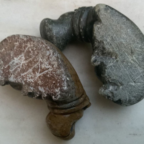 Handmade marble hippopotamus pair used, decorative collectibles