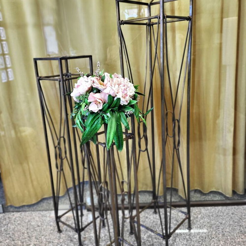 Solid Forged Bronze Flower Stands like new, set of 3 pieces