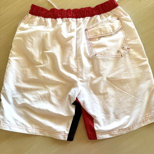Men's Swim Shorts Large white/red with graffiti prints, like new