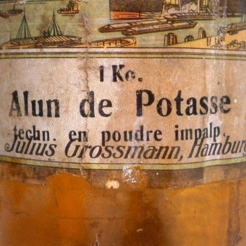 Pharmacy bottle used vintage German potassium alum