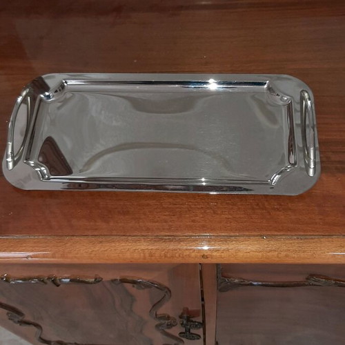Stainless Steel Serving Trays used, set of two, antique design