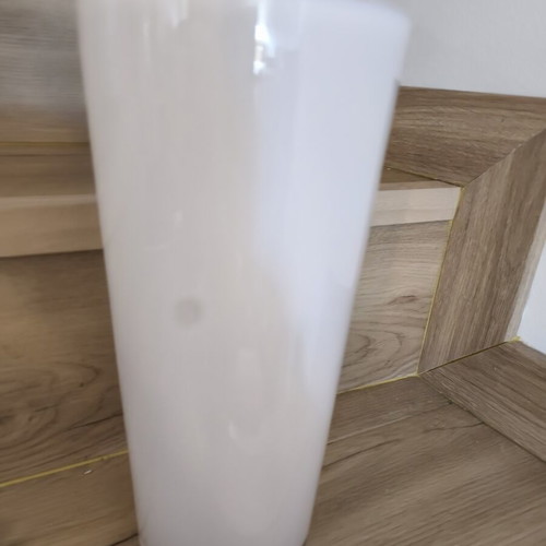 Glass vase 30cm, white with slight wear