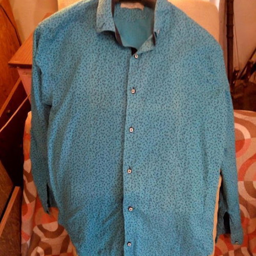 Emilio Bruni Men’s Turquoise Patterned Shirt size XXL like new