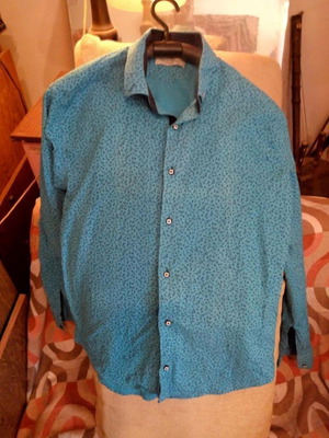 Emilio Bruni Men’s Turquoise Patterned Shirt size XXL like new