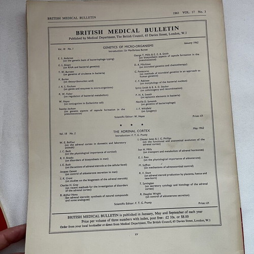 British Medical Bulletin collection like new, 4 historic medical journals