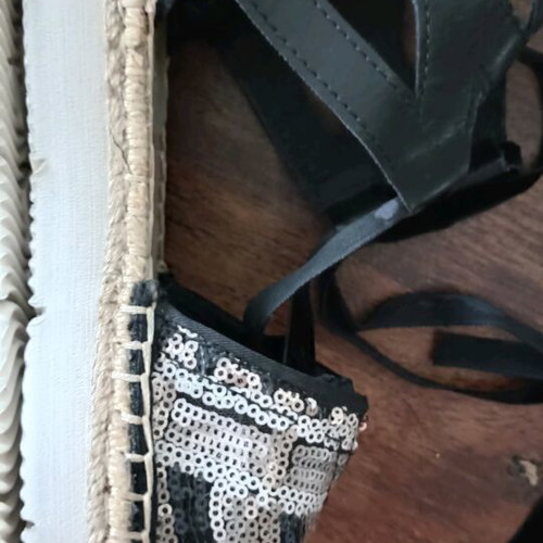 Espadrilles Joy & Mario 38 like new, black, beige, embroidered with sequins