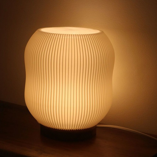 Table lamp new with pleated shade and warm light
