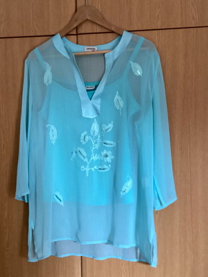 Genesis women's set 2 pieces tunic and top aqua size 1 like new