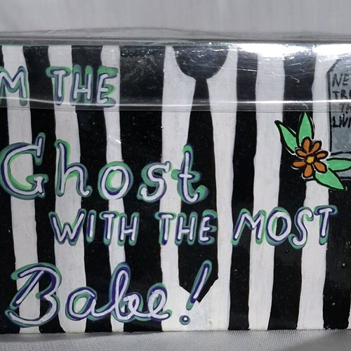 Hand-painted BeetleJuice cup with spoon custom made