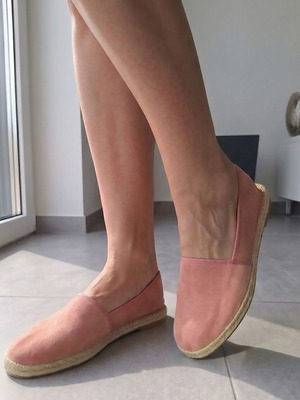 Gioseppo Peach Suede Espadrilles, Size 38