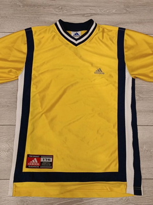 Adidas Teamwear shirt used, yellow and blue, size 176 (S/M)