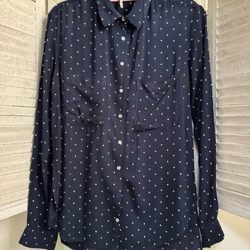 Stradivarius women's blue polka dot shirt like new