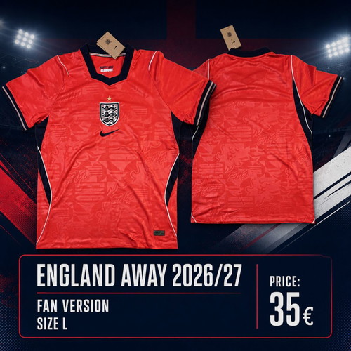 England Away 2026/27 Fan Version Jersey Size L New