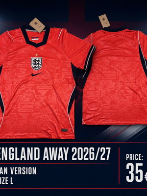 England Away 2026/27 Fan Version Jersey Size L New
