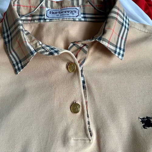 Burberrys of London Vintage 90's Pony Logo Women Polo Shirt used, XXL, beige and brown