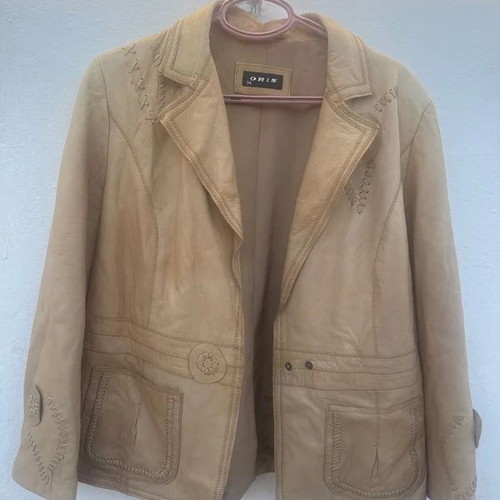 Oris leather jacket, beige, size 7XL