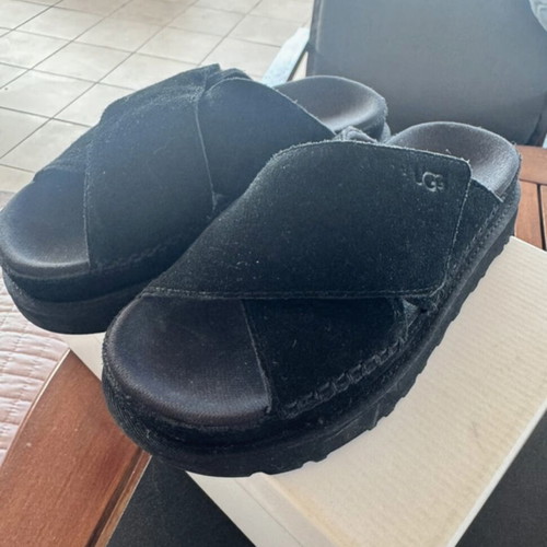 Ugg platform slippers black like new