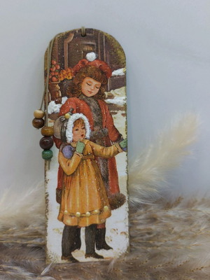 Wooden handmade Christmas bookmark new