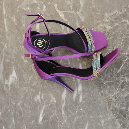 Sandals with strap and rhinestones like new, 10cm heel, leather sole
