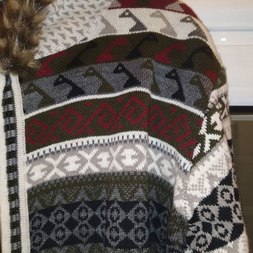 Long women's cardigan new with zipper and fur on hood