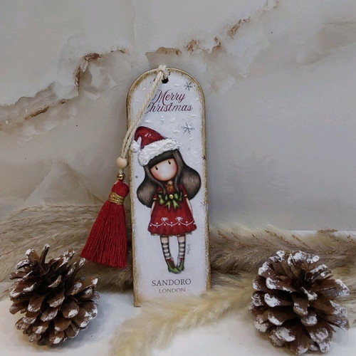 Handmade wooden Christmas bookmark new