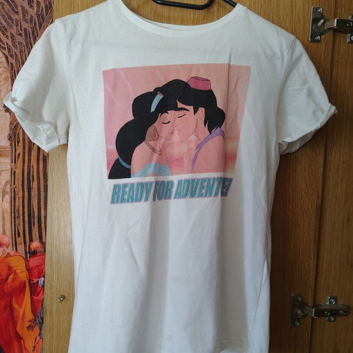 Jasmine and Aladdin T-shirt, Bershka, white multicolor