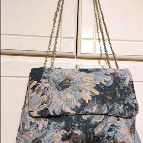 Fabric bag new with floral design mint color