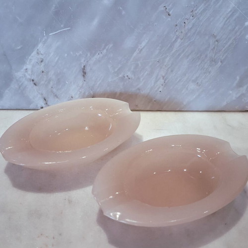 Σετ vintage τασάκια οπαλίνης baby pink σαν καινούργιο
