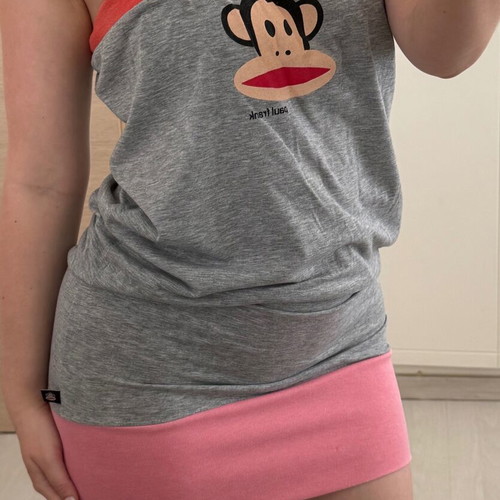 Paul Frank strapless dress small, like new, gray and pink