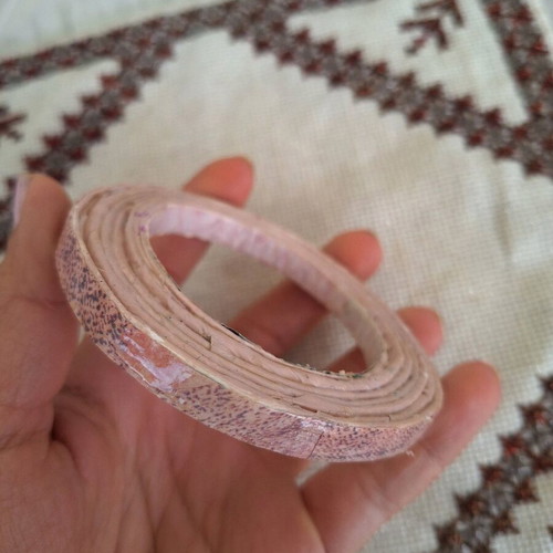 Pink open bangle bracelet made of paper new, handmade
