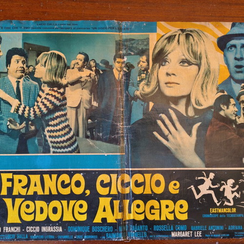 Franco & Ciccio Le Vedove Allegre vintage Italian movie poster linen-backed