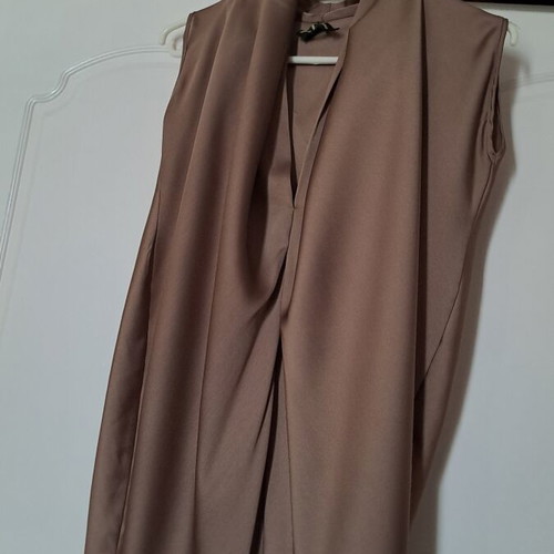 Imperial Fashion Italy Draped Satin Halter Dress like new, brown, size S