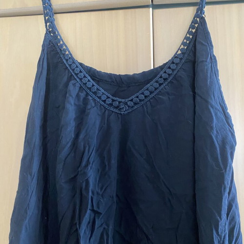 Black Flowy Top with Decorative Lace Trim like new