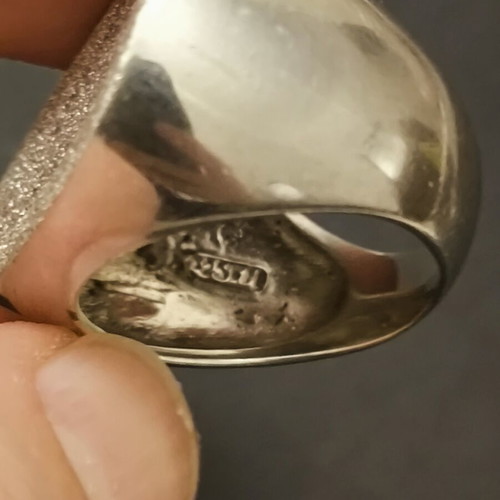 Large 925 Silver Ring with Sandblasting like new