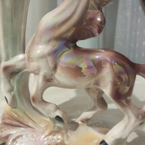 Vintage iridescent decorative horse vase like new
