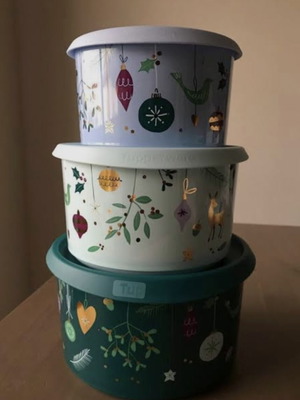 Tupperware Christmas Storage Containers Set 2.1lt, 1.4lt, 940ml new