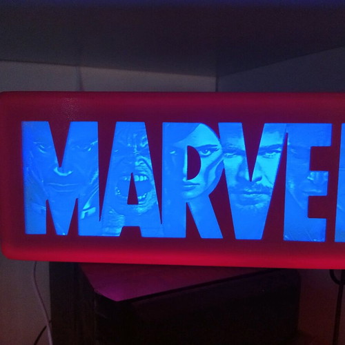 Marvel lightbox 3D printed new with lithophane