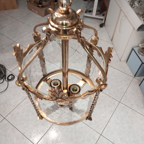 Solid brass ceiling light handcrafted refurbished, Baroque design