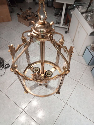 Solid brass ceiling light handcrafted refurbished, Baroque design