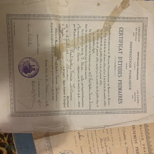 Study diplomas used 1920-1930 Greek in France and Egypt set of 3
