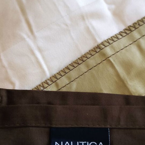 Nautica curtain new, striped beige, brown and light green