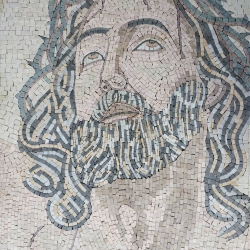 Mosaic of Christ with Crown of Thorns made of marble, new