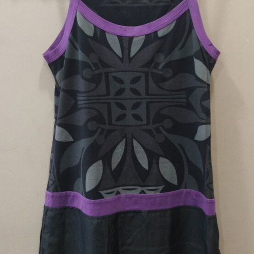 Custo Barcelona sleeveless mini dress used with ethnic pattern and purple details