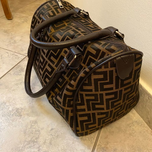 Large shoulder bag used, brown and black