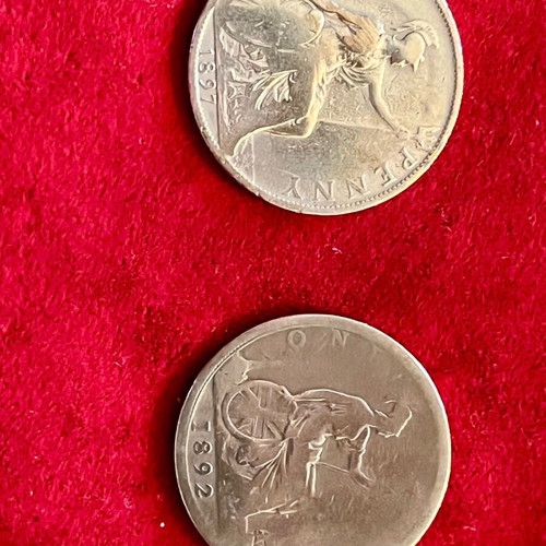 Great Britain 1 Penny 1892 & 1897 used, pack